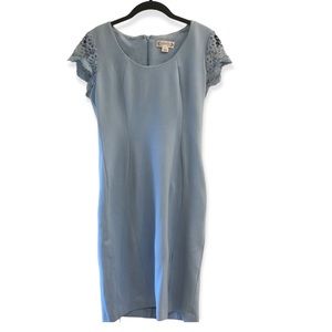 Nanette Lepore Sheath Dress Rayon/Nylon/Spandex Light Blue Lace Sleeves